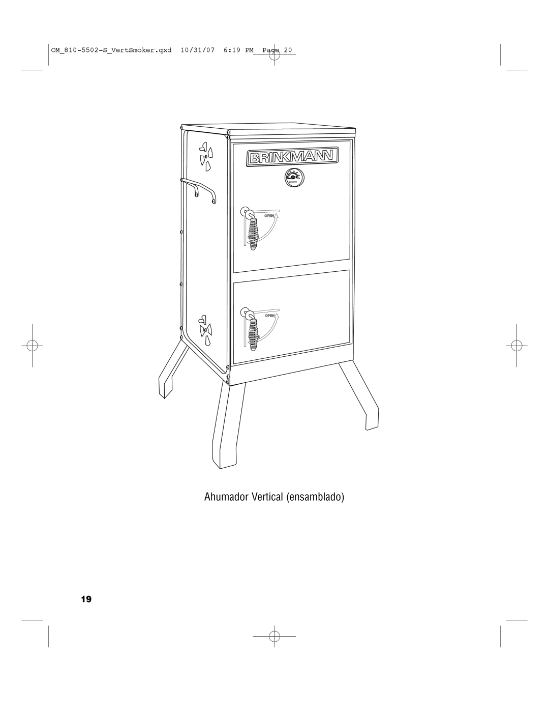 Brinkmann 810-5502-S owner manual Ahumador Vertical ensamblado 