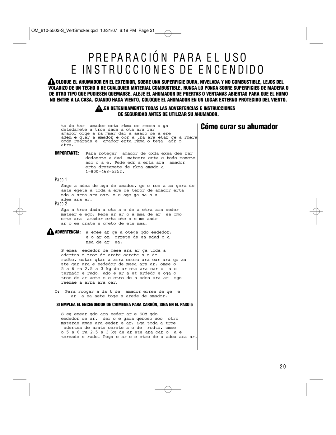 Brinkmann 810-5502-S owner manual Preparación Para EL USO Instrucciones DE Encendido, Cómo curar su ahumador 