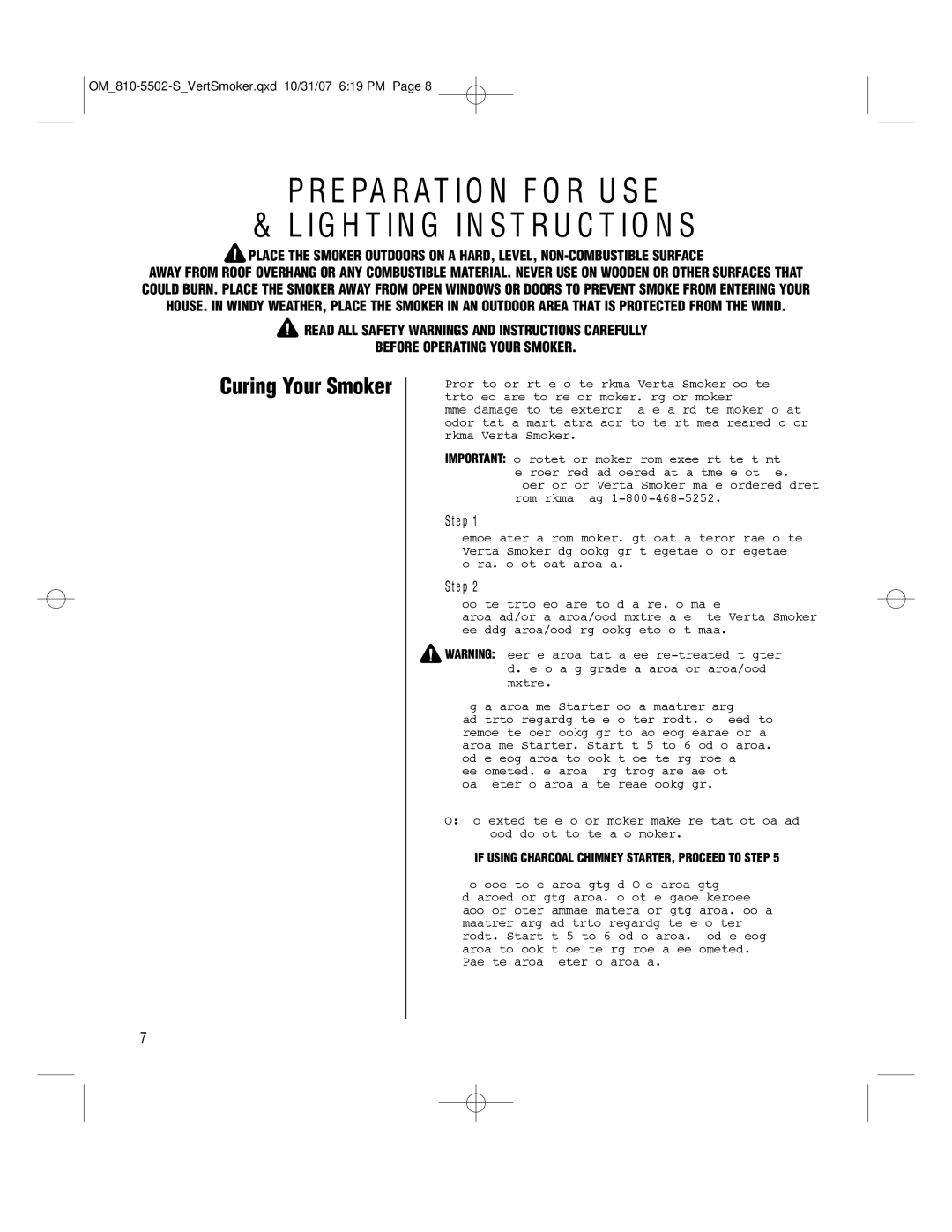 Brinkmann 810-5502-S owner manual Preparation for USE Lighting Instructions, Curing Your Smoker 