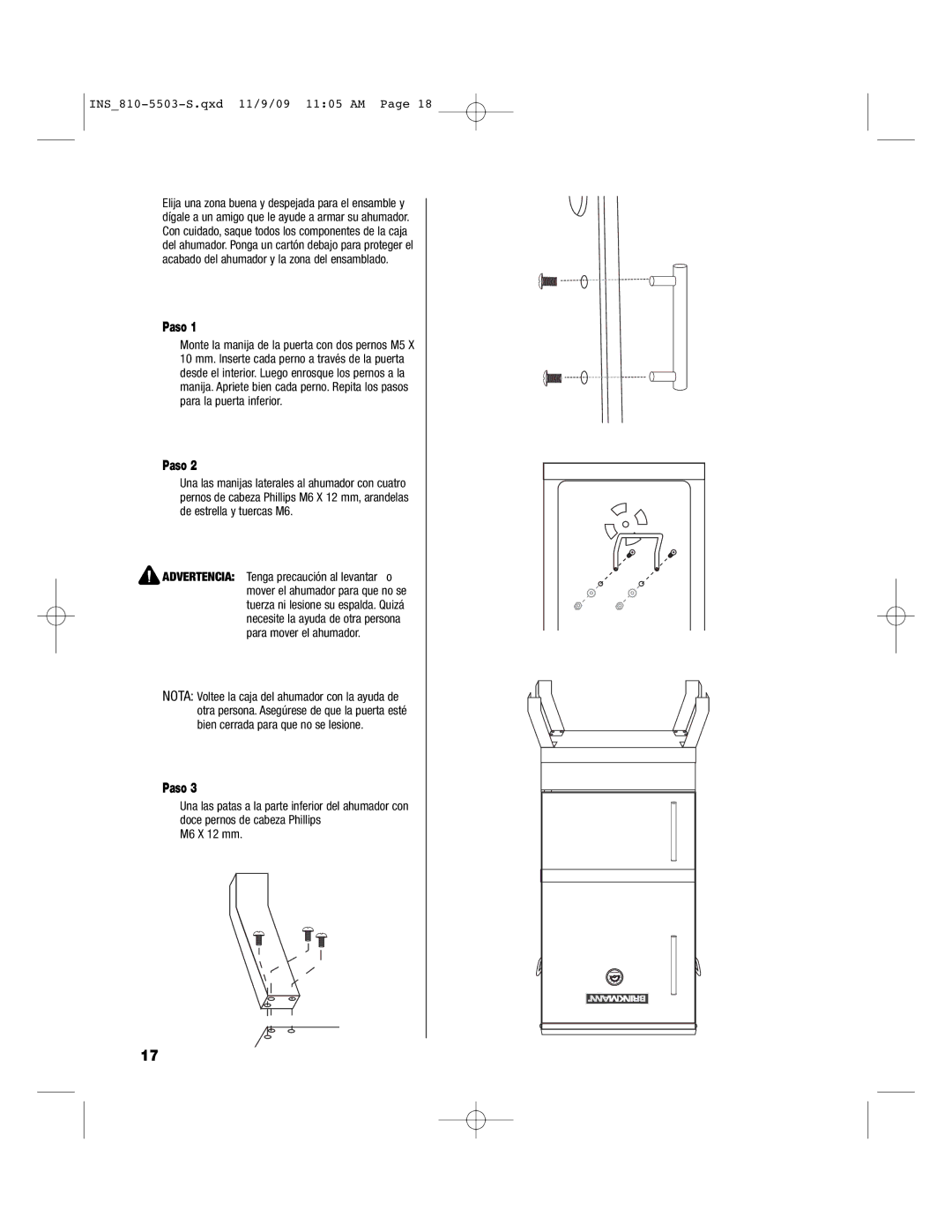 Brinkmann 810-5503-S owner manual Paso 