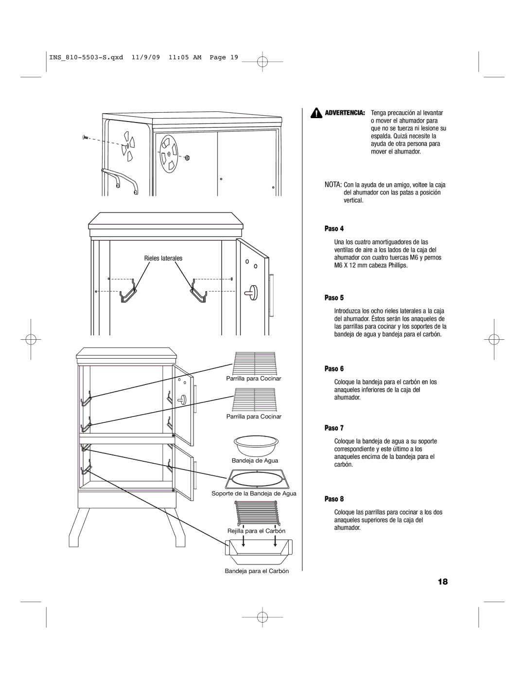 Brinkmann 810-5503-S owner manual Rieles laterales 