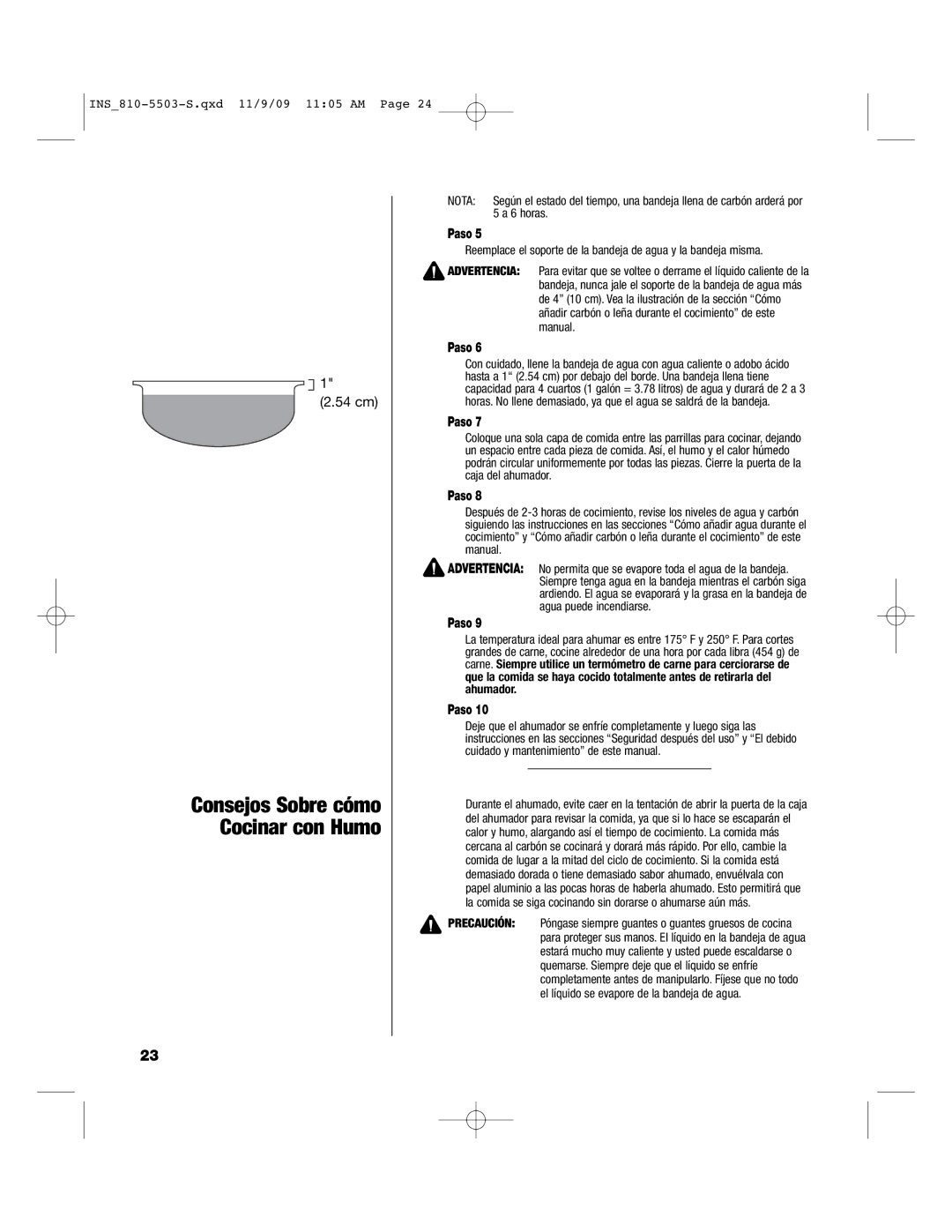 Brinkmann 810-5503-S owner manual Consejos Sobre cómo Cocinar con Humo 