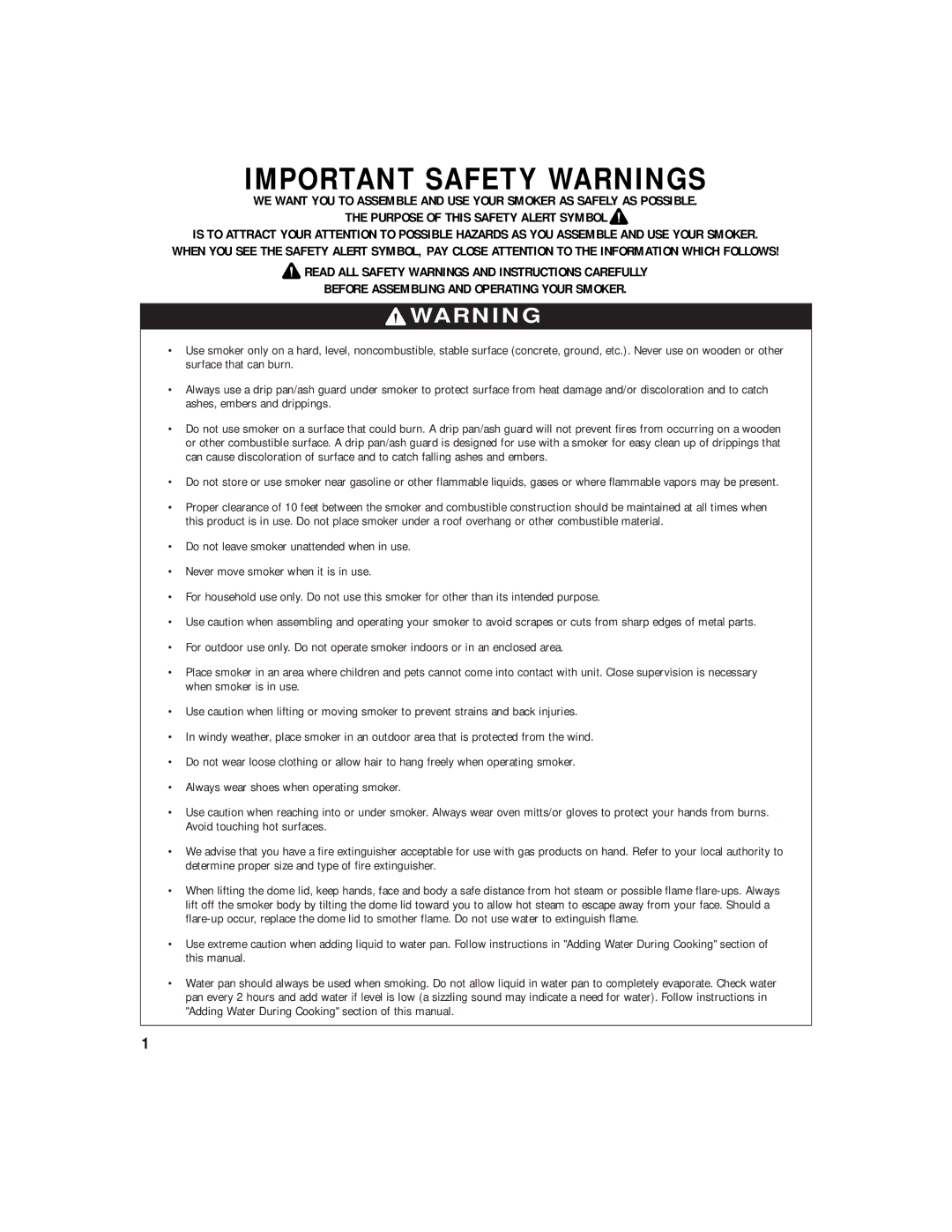 Brinkmann 810-5600-0 owner manual Important Safety Warnings 