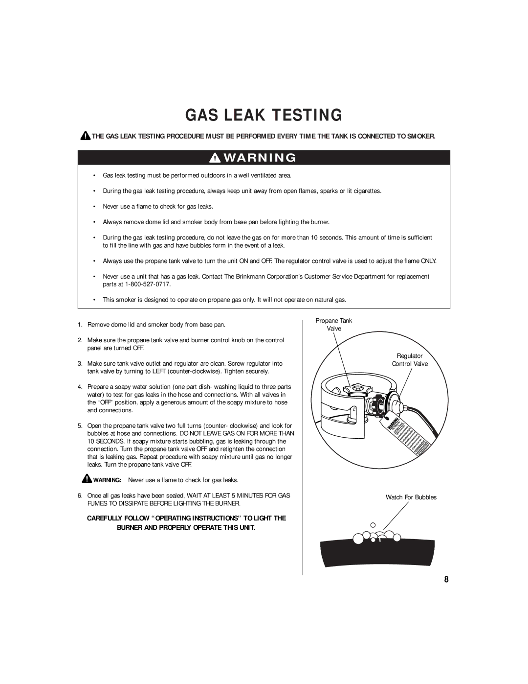 Brinkmann 810-5600-0 owner manual GAS Leak Testing 