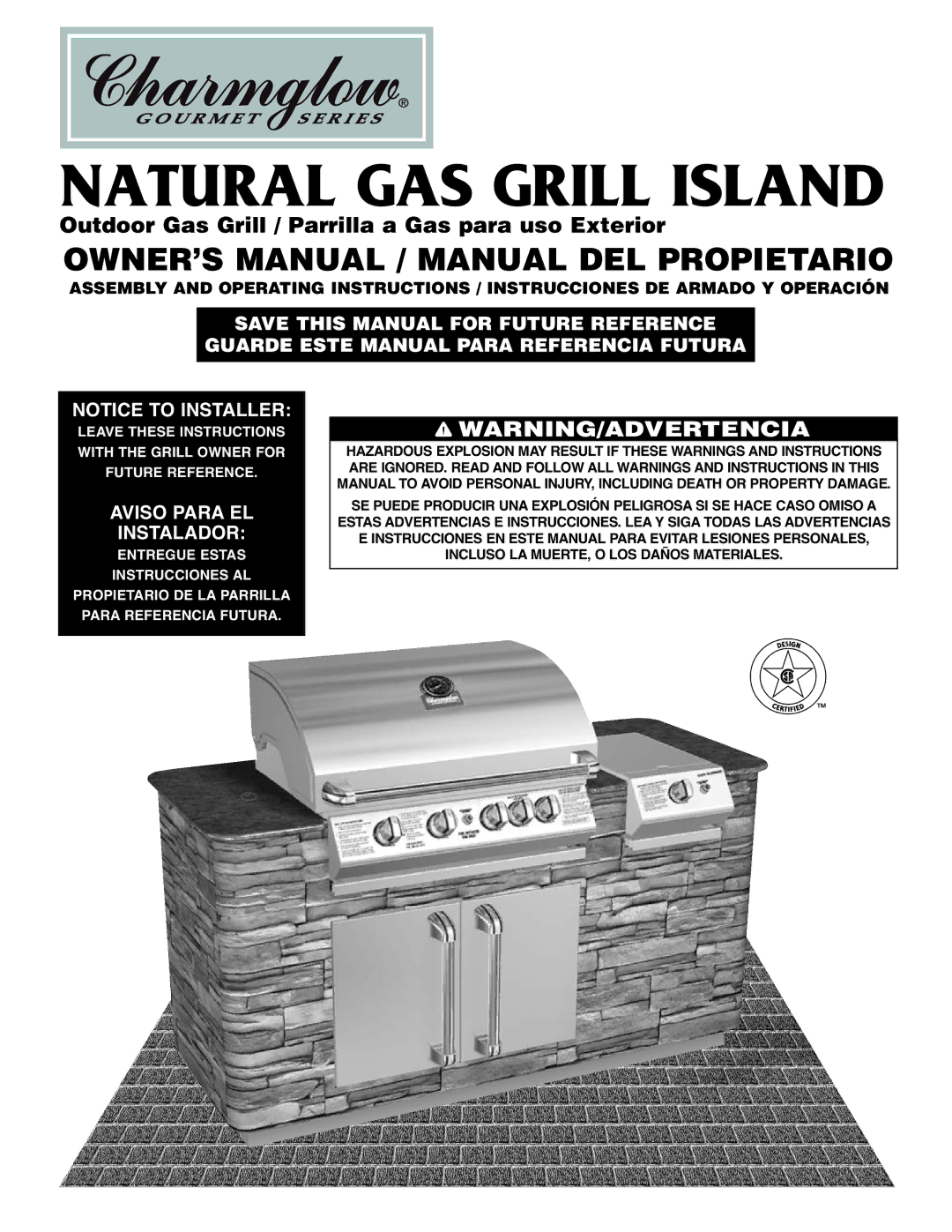 Brinkmann 810-6830-0 owner manual Natural GAS Grill Island 