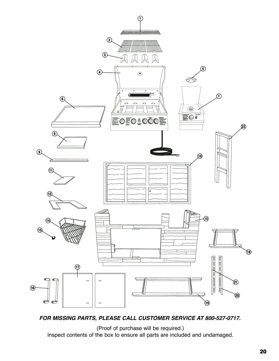 Brinkmann 810-6830-0 owner manual For Missing PARTS, Please Call Customer Service AT 