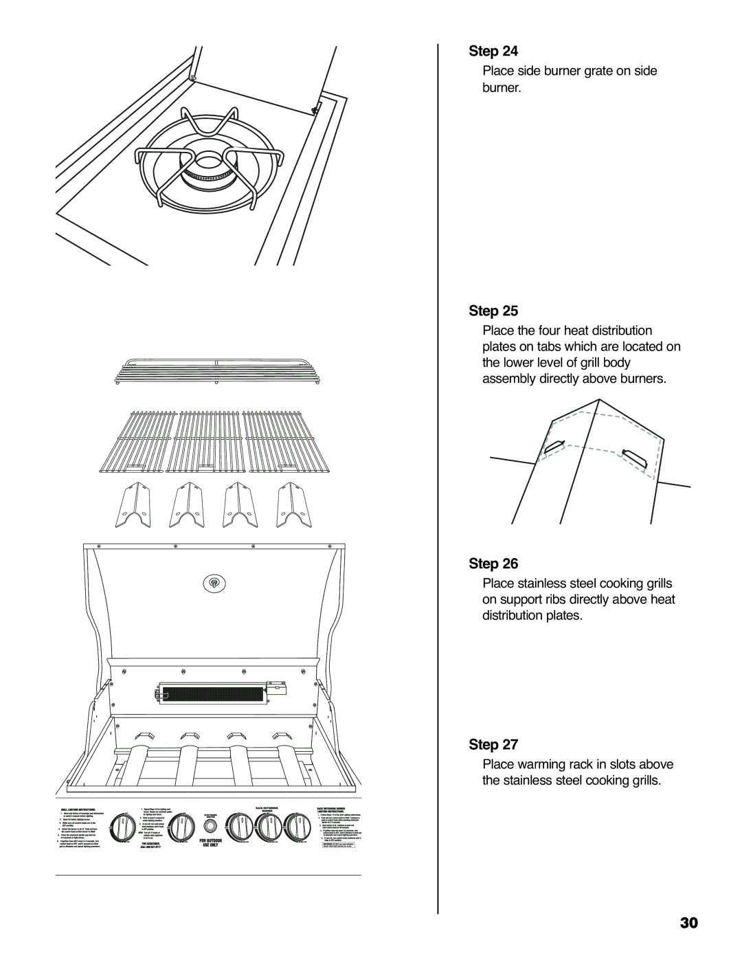 Brinkmann 810-6830-0 owner manual Place side burner grate on side burner 