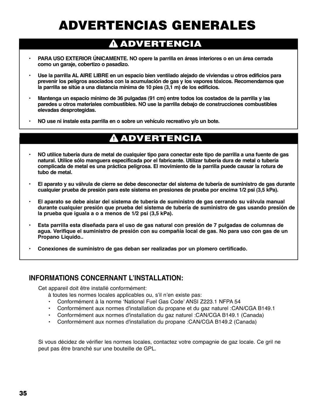 Brinkmann 810-6830-0 owner manual Informations Concernant L’INSTALLATION 