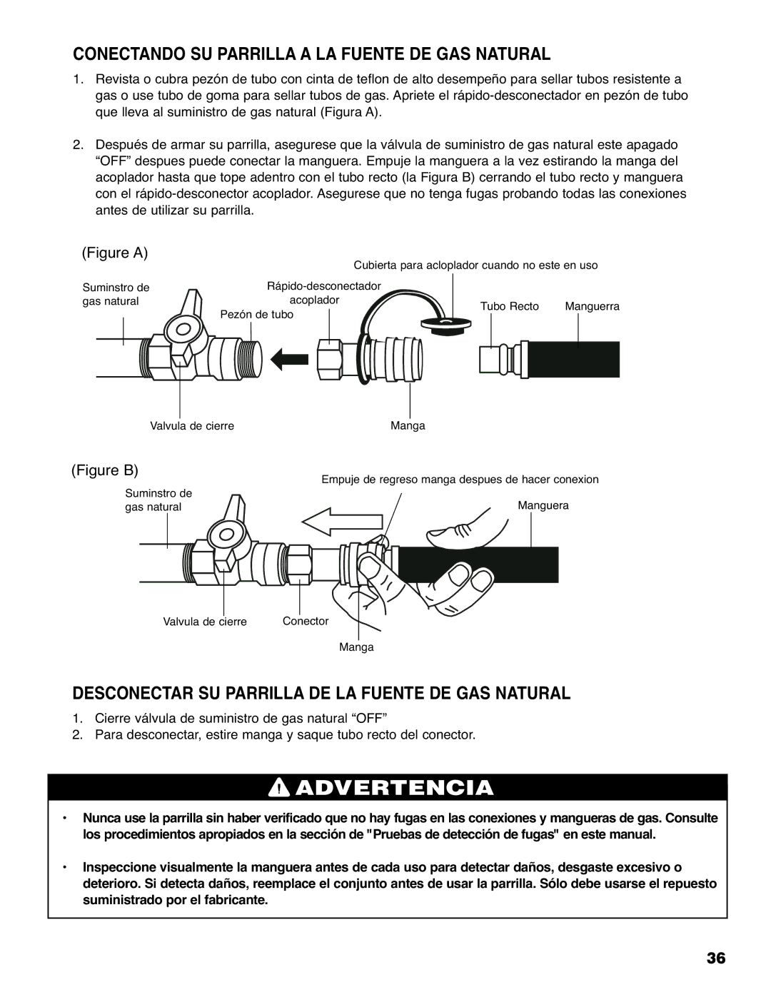 Brinkmann 810-6830-0 owner manual Conectando SU Parrilla a LA Fuente DE GAS Natural 