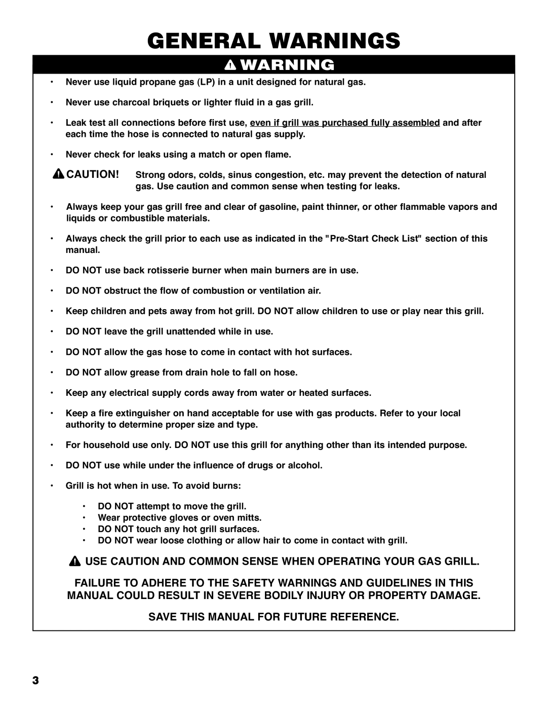 Brinkmann 810-6830-0 owner manual General Warnings 