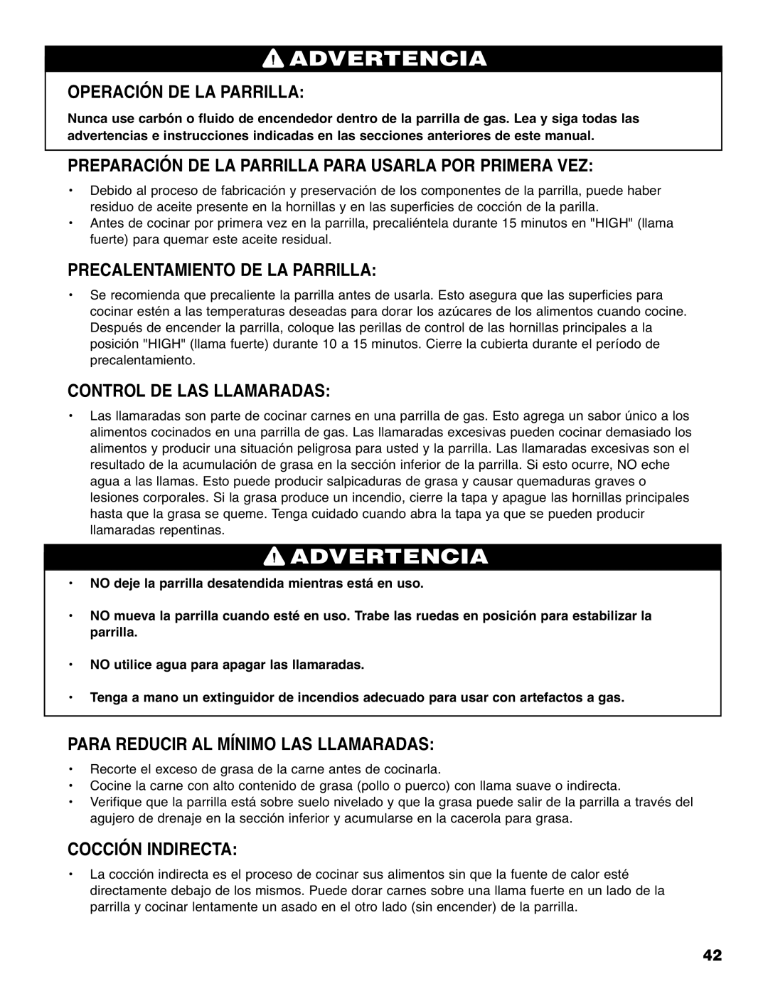 Brinkmann 810-6830-0 Operación DE LA Parrilla, Preparación DE LA Parrilla Para Usarla POR Primera VEZ, Cocción Indirecta 