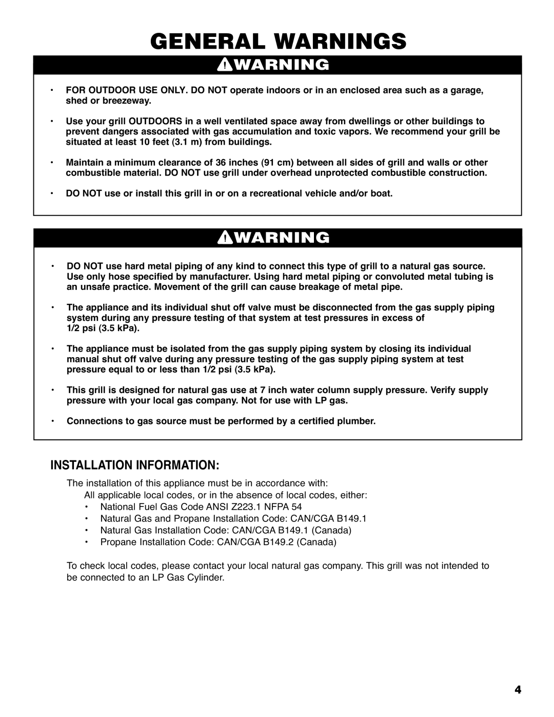 Brinkmann 810-6830-0 owner manual Installation Information 