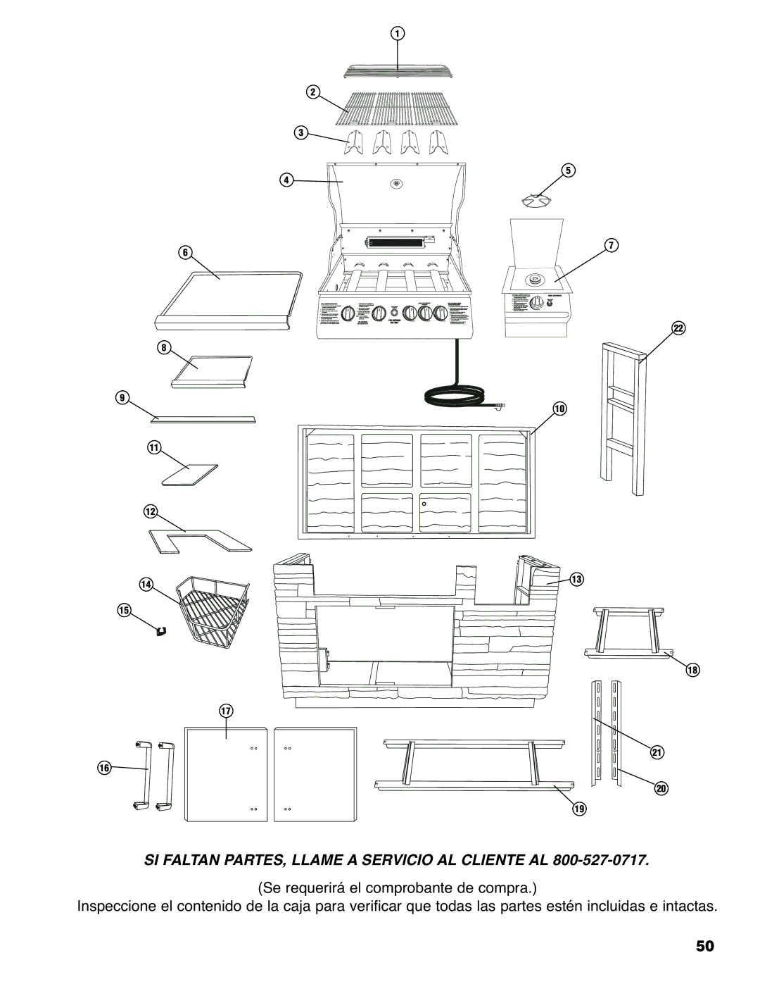 Brinkmann 810-6830-0 owner manual SI Faltan PARTES, Llame a Servicio AL Cliente AL 