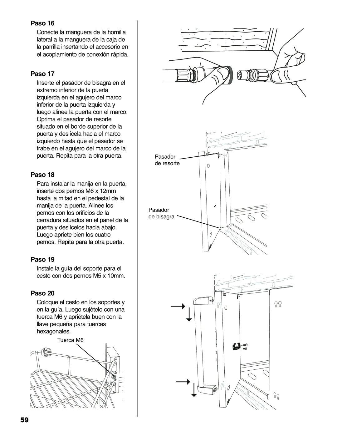 Brinkmann 810-6830-0 owner manual Tuerca M6 Pasador de resorte Pasador de bisagra 