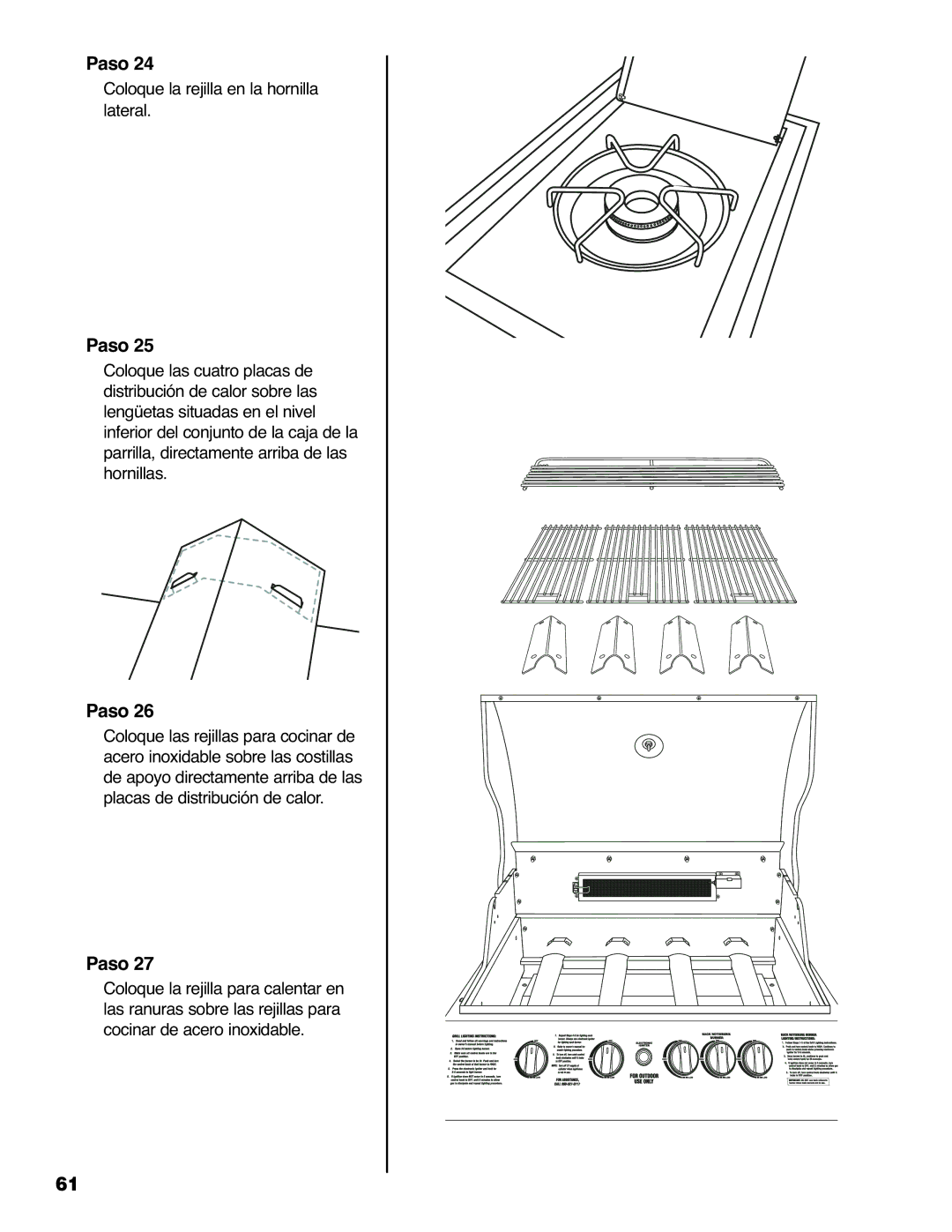 Brinkmann 810-6830-0 owner manual Coloque la rejilla en la hornilla lateral 