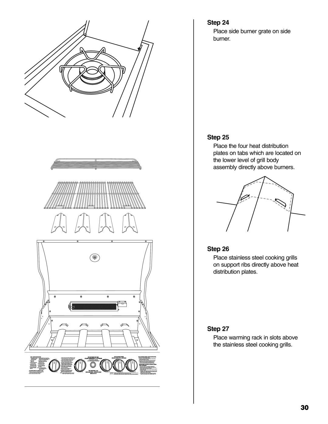 Brinkmann 810-6830-B owner manual Place side burner grate on side burner 