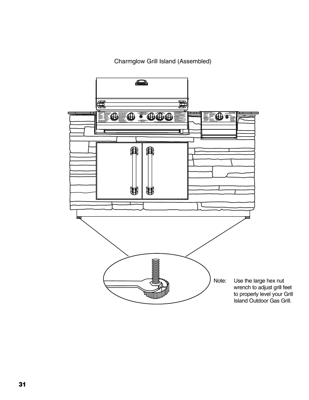 Brinkmann 810-6830-B owner manual Charmglow Grill Island Assembled 