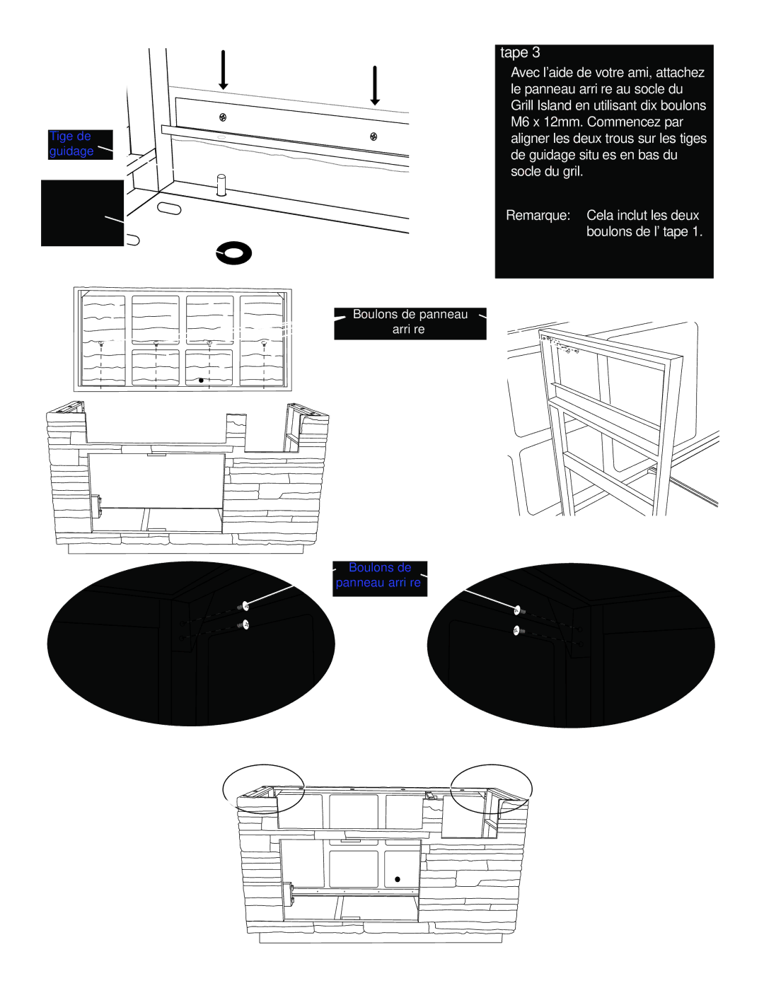 Brinkmann 810-6830-B owner manual Tige de guidage Trou de passage du cordon 