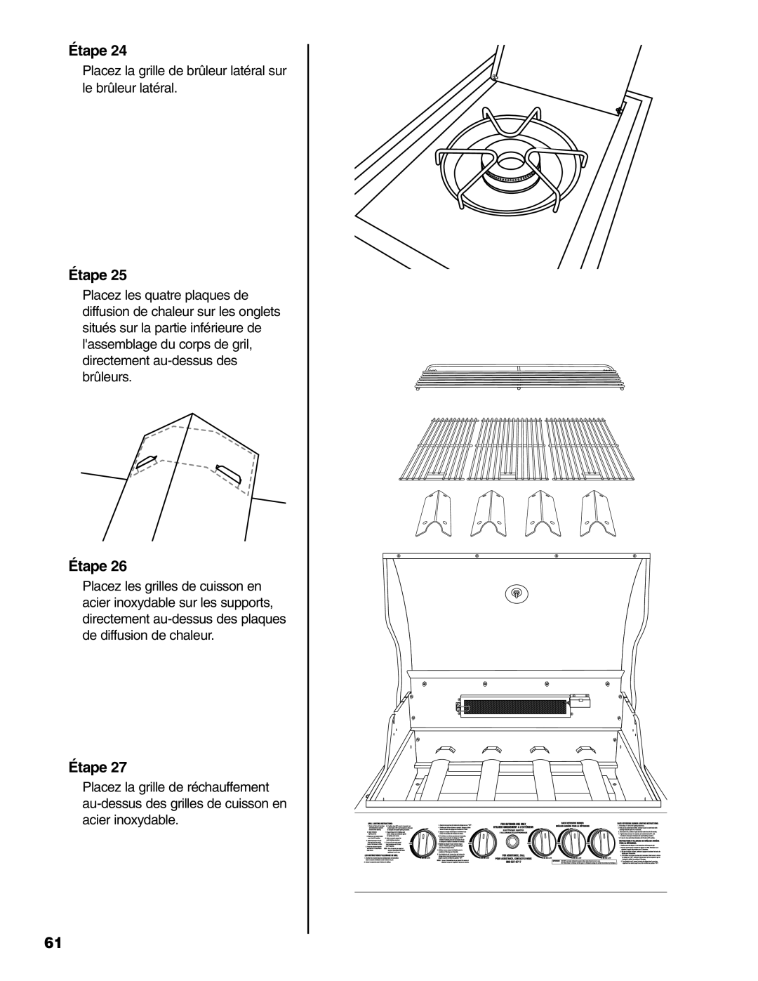 Brinkmann 810-6830-B owner manual Placez la grille de brûleur latéral sur le brûleur latéral 