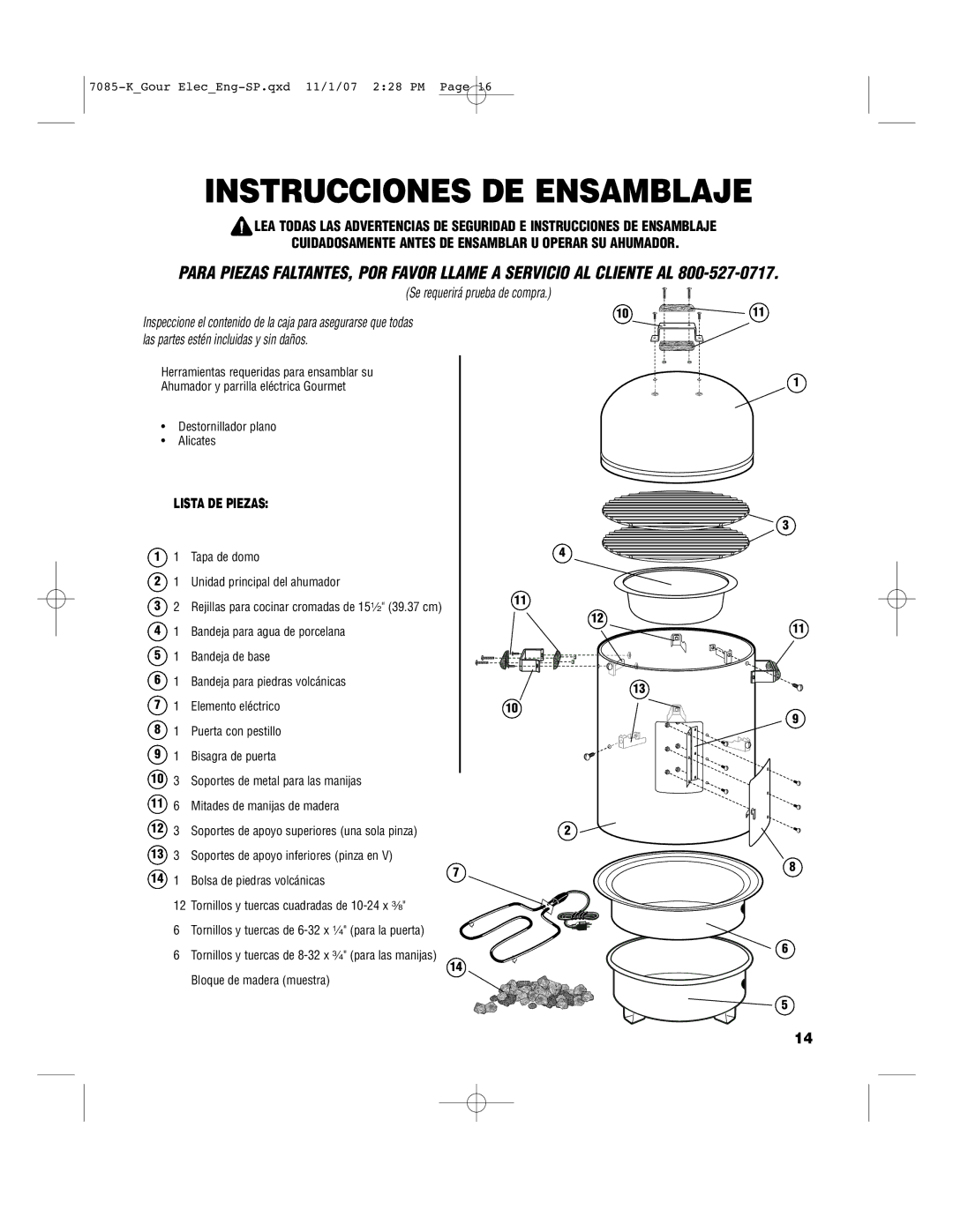 Brinkmann 140-7085-K, 810-7090-S, 810-7080-0, 810-7080-K owner manual Instrucciones DE Ensamblaje, Lista DE Piezas 