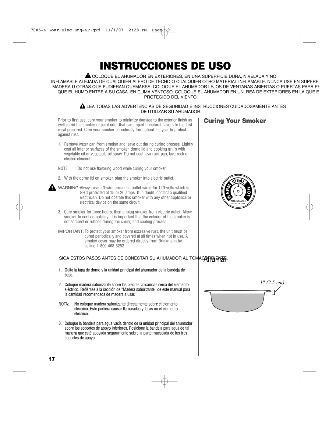 Brinkmann 810-7080-K, 810-7090-S, 810-7080-0, 140-7085-K owner manual Instrucciones DE USO, Ahumar 