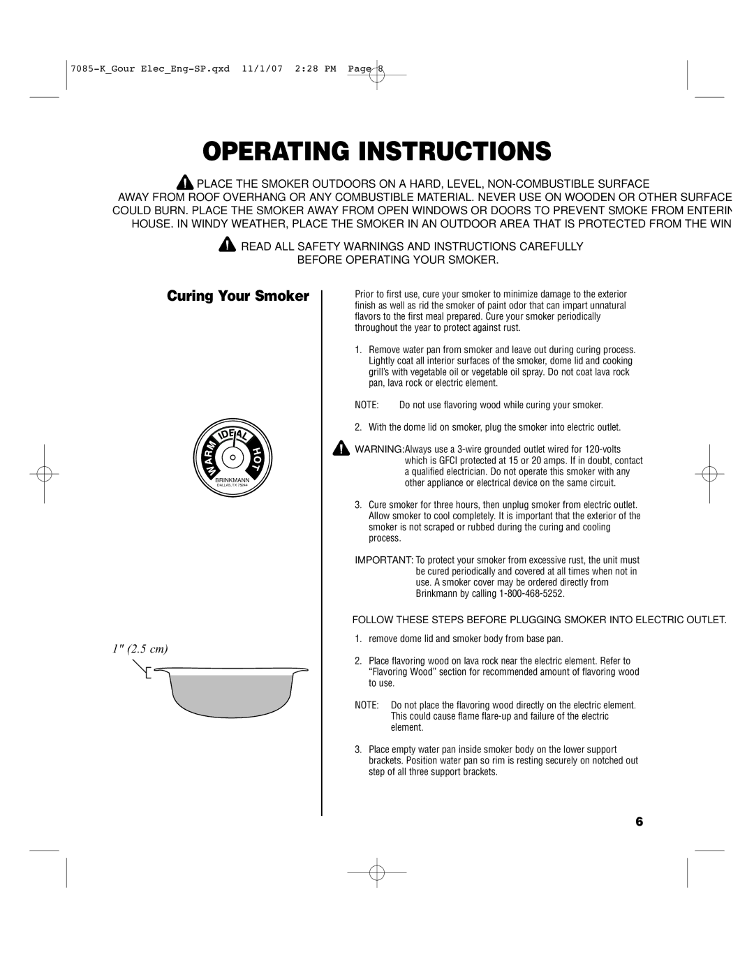 Brinkmann 140-7085-K, 810-7090-S, 810-7080-0, 810-7080-K owner manual Operating Instructions, Curing Your Smoker 