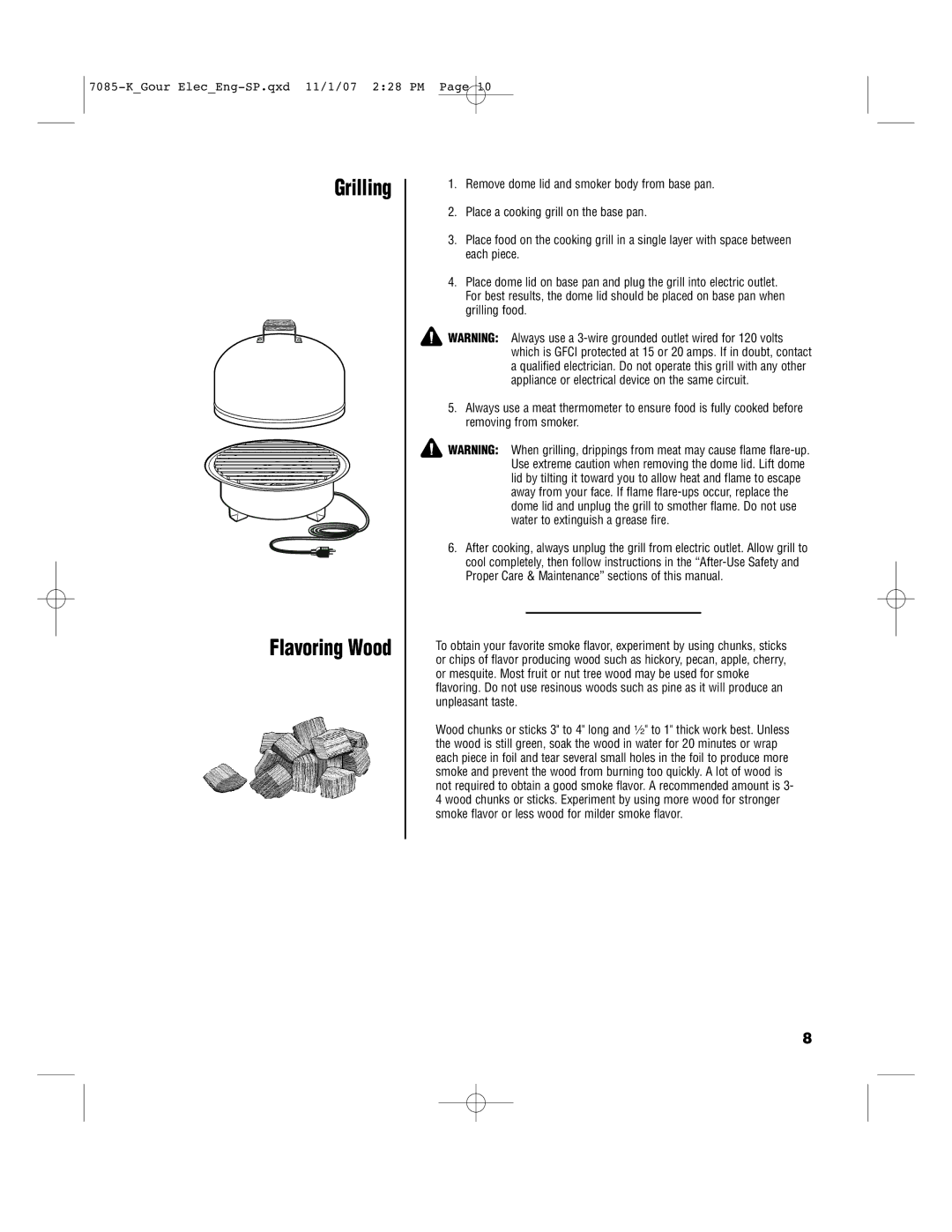 Brinkmann 810-7080-0, 810-7090-S, 810-7080-K, 140-7085-K owner manual Grilling, Flavoring Wood 