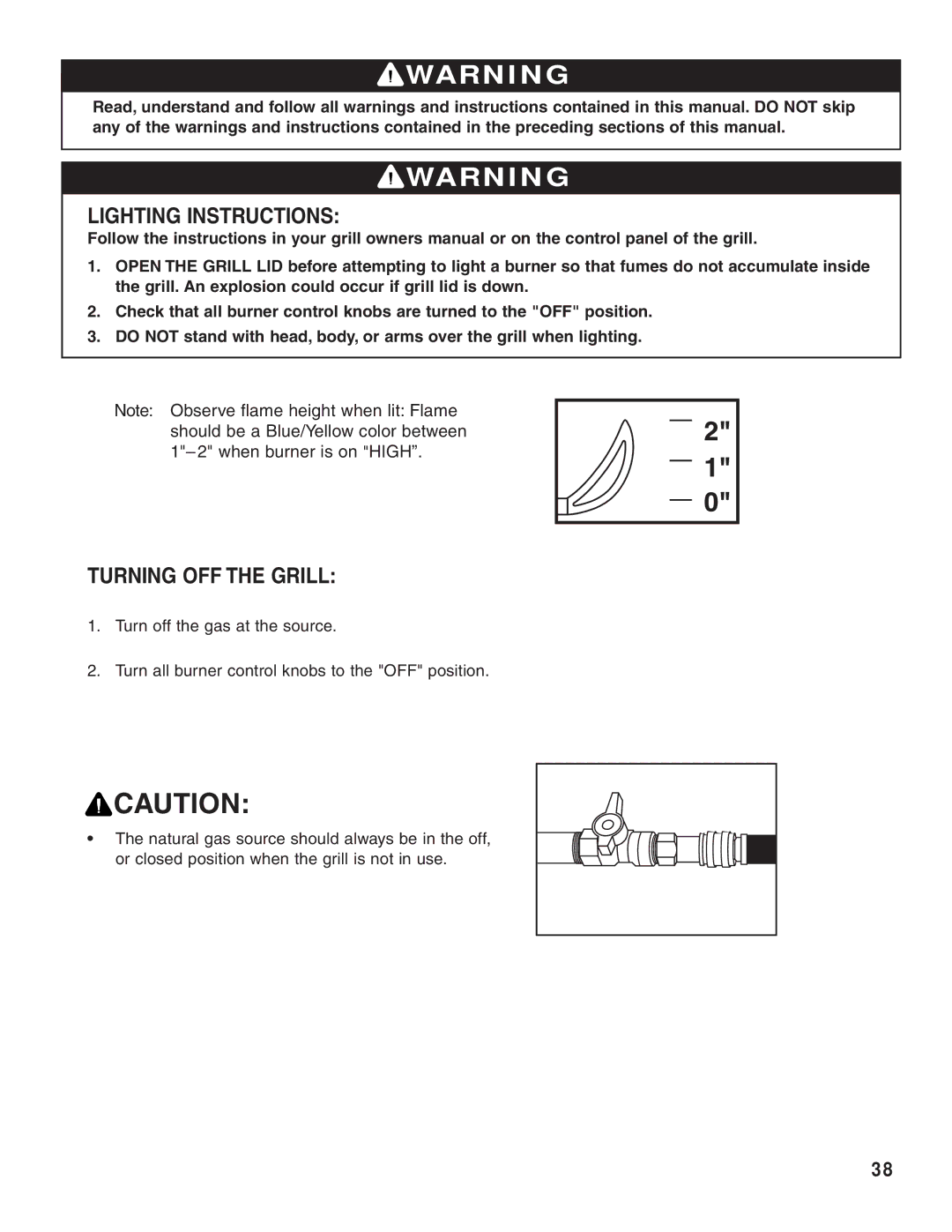 Brinkmann 810-8555-S, 810-8552-S, 810-8640-S, 810-8750-S, 810-8550-S, 810-8905-S Lighting Instructions, Turning OFF the Grill 