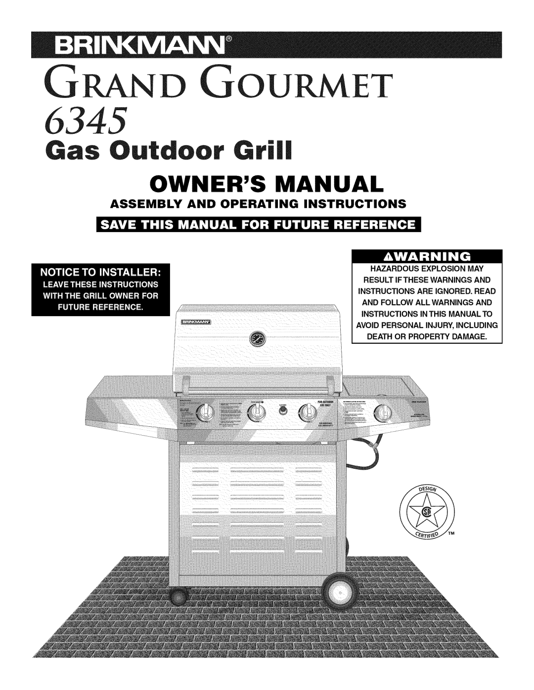 Brinkmann 810.63450 owner manual Grand Gourmet 