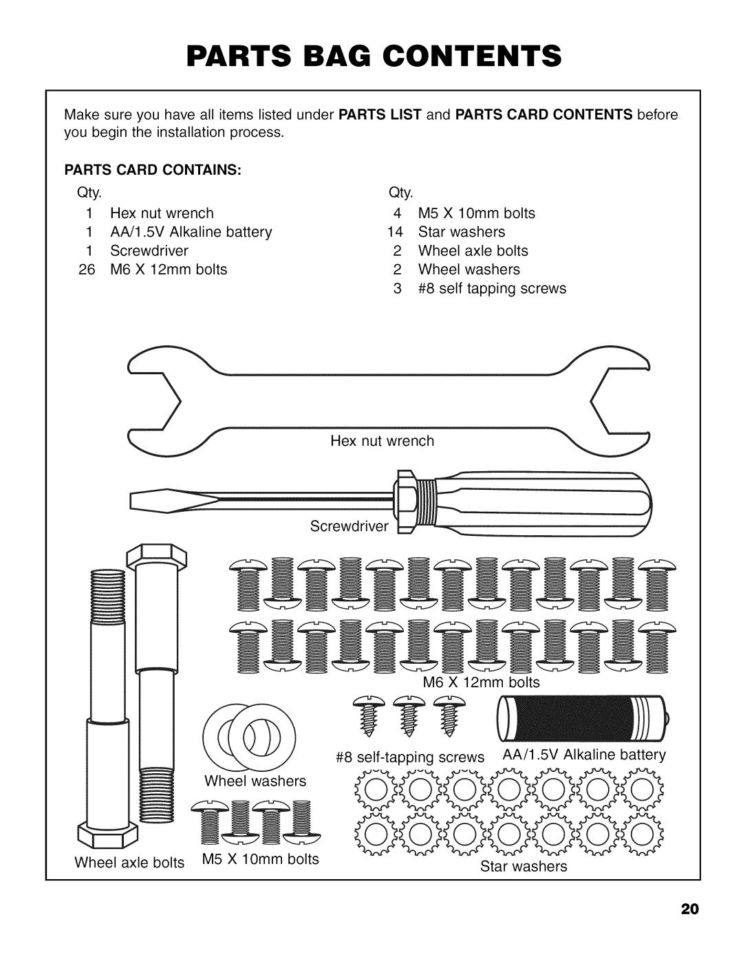 Brinkmann 810.63450 owner manual Parts BAG Contents 