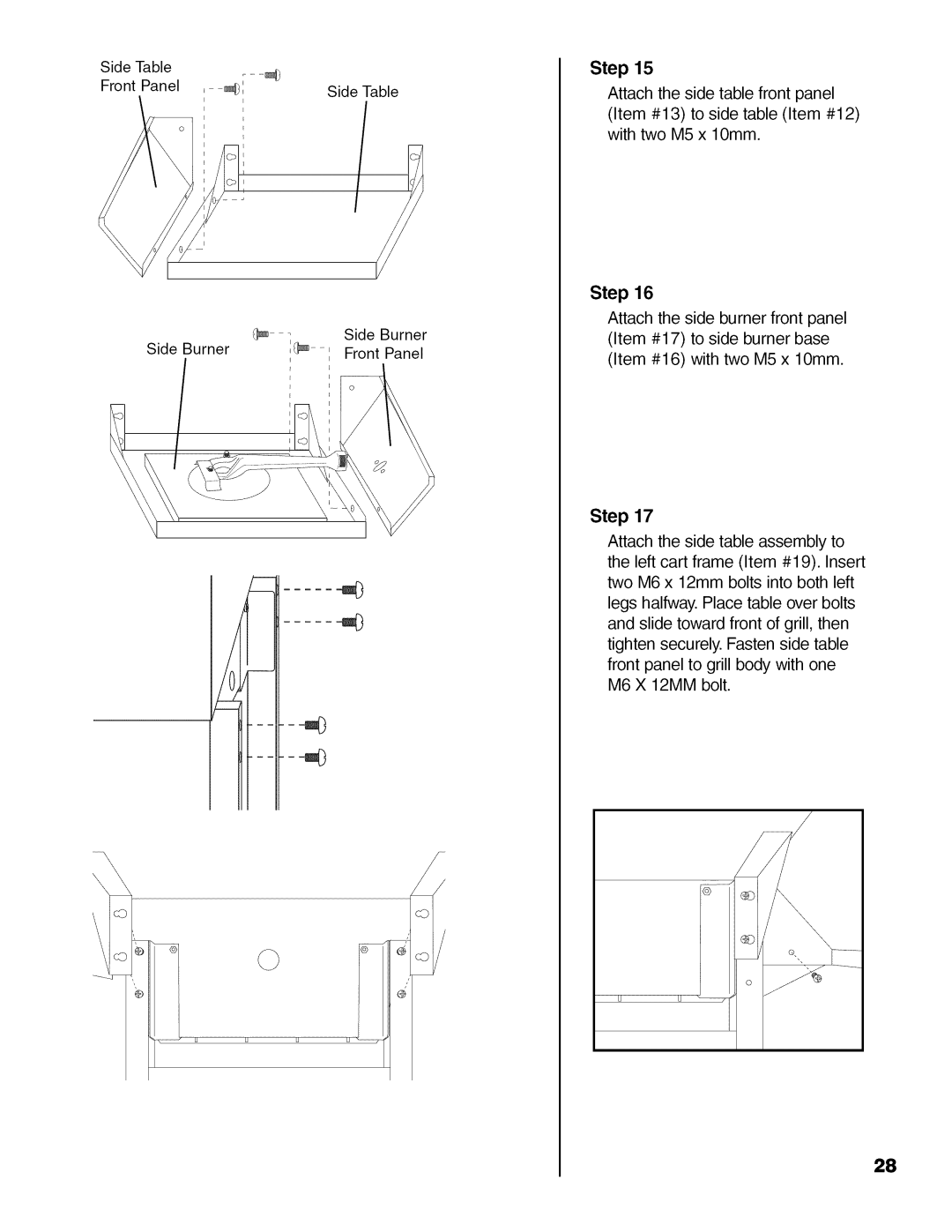 Brinkmann 810.63450 owner manual Side Front Panel Side Table Side Burner 