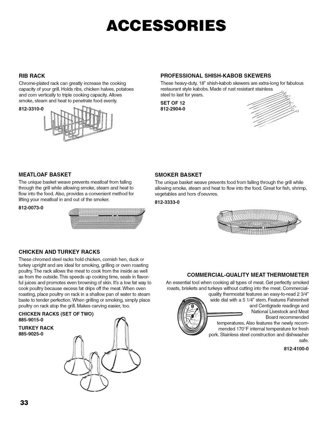 Brinkmann 810.63450 owner manual Accessories 