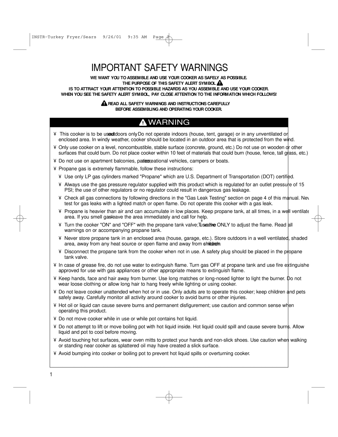 Brinkmann 812-3325-7 owner manual Important Safety Warnings 