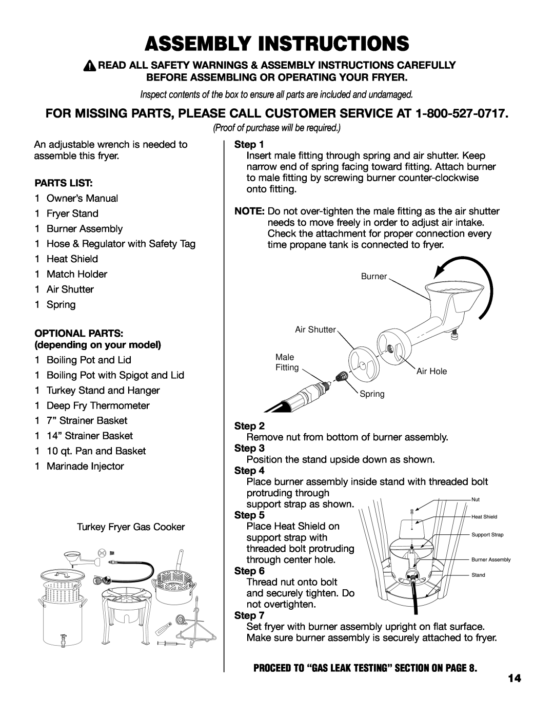 Brinkmann 816-3500 SERIES, 815-3500 owner manual Assembly Instructions, For Missing Parts, Please Call Customer Service At 