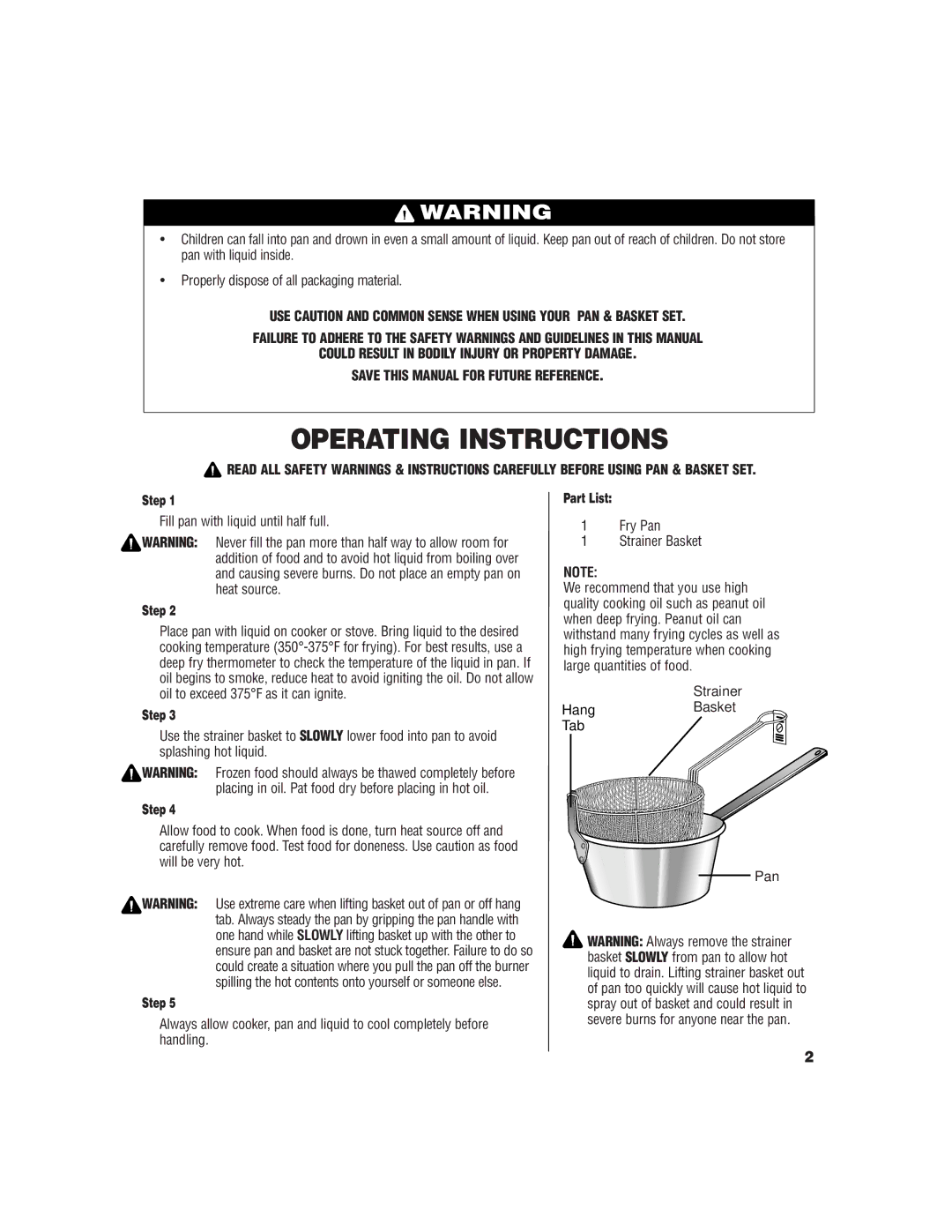 Brinkmann 815-3610-0 owner manual Operating Instructions, Part List 