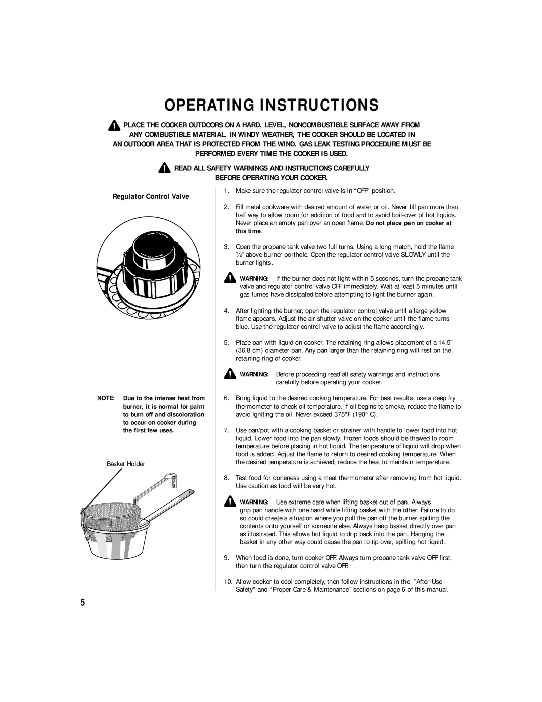 Brinkmann 815-3680-S, 815-3782-0, 815-3680-0, 815-3784-0 owner manual Operating Instructions, Regulator Control Valve 