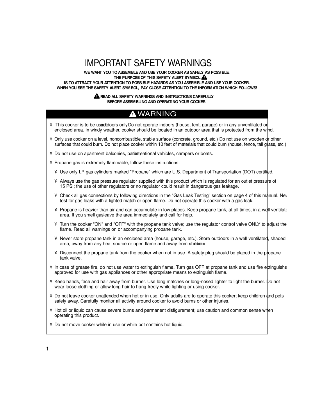 Brinkmann 815-3880-0 owner manual Important Safety Warnings 