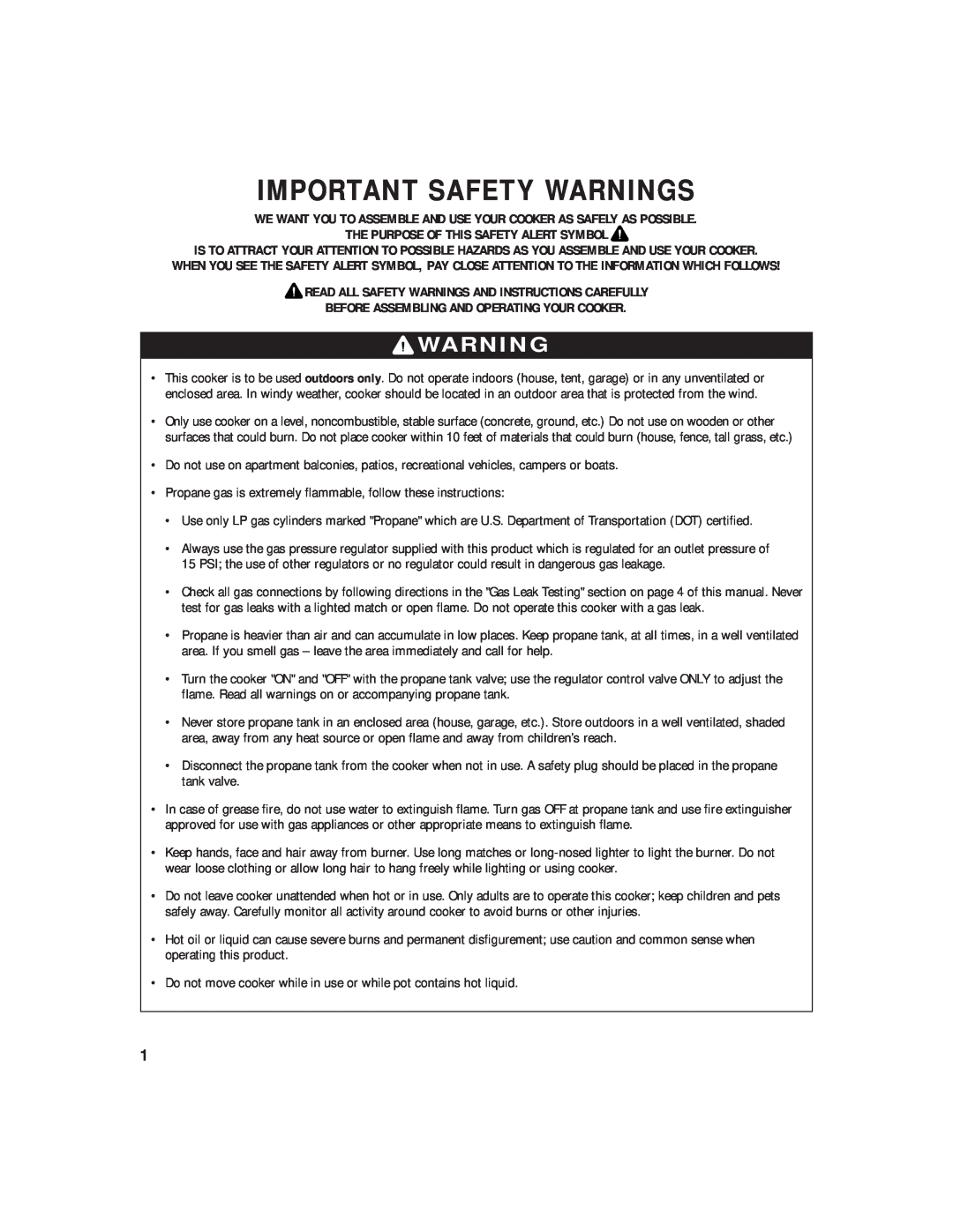 Brinkmann 815-3880-0 owner manual Important Safety Warnings, Before Assembling And Operating Your Cooker 