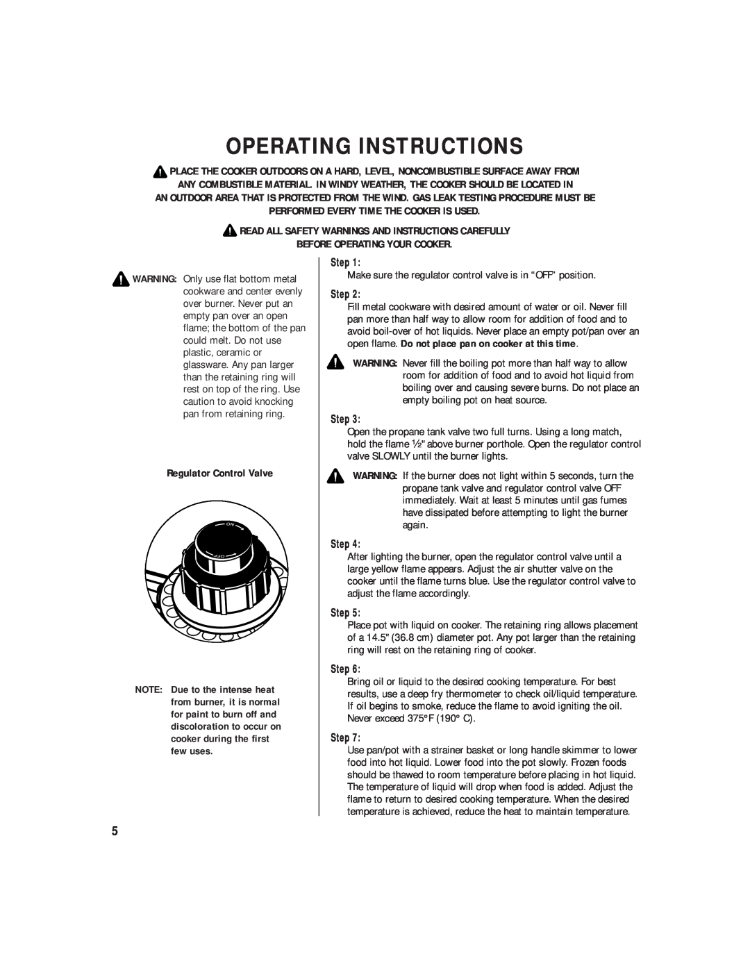Brinkmann 815-3880-0 Operating Instructions, Performed Every Time The Cooker Is Used, Before Operating Your Cooker, Step 
