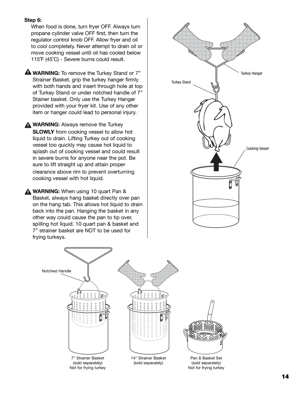 Brinkmann 815-4001-S owner manual Notched Handle Turkey Hanger Turkey Stand Cooking Vessel 