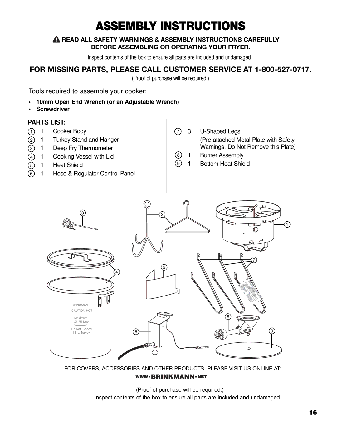 Brinkmann 815-4001-S owner manual Assembly Instructions 