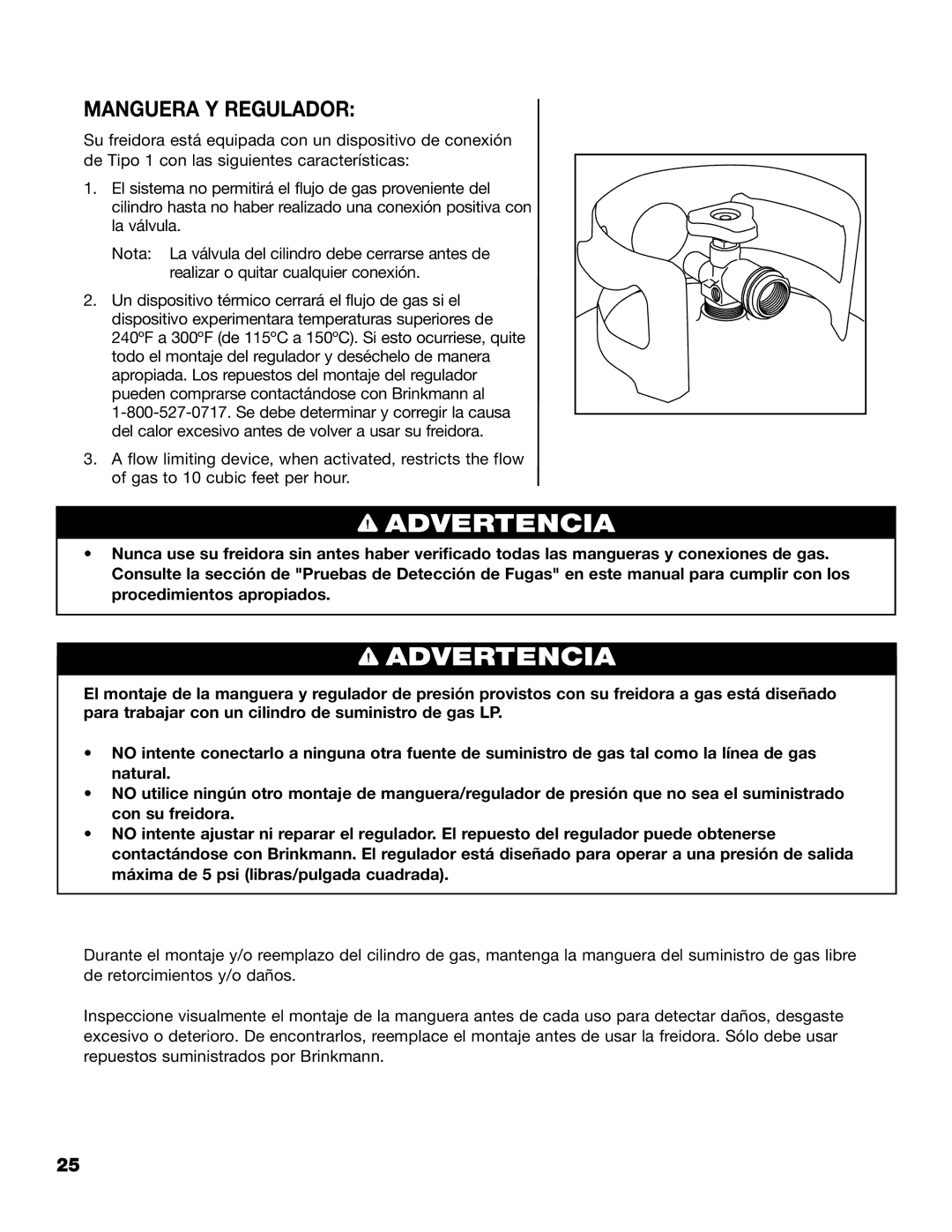 Brinkmann 815-4001-S owner manual Manguera Y Regulador 