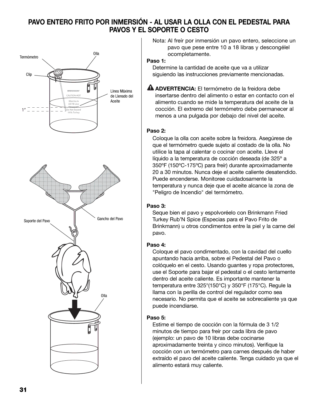 Brinkmann 815-4001-S owner manual Pavos Y EL Soporte O Cesto, Paso 