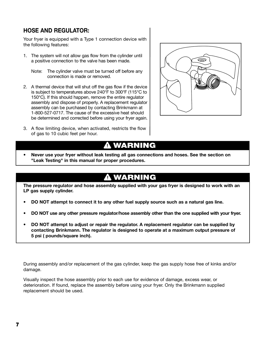 Brinkmann 815-4001-S owner manual Hose and Regulator 