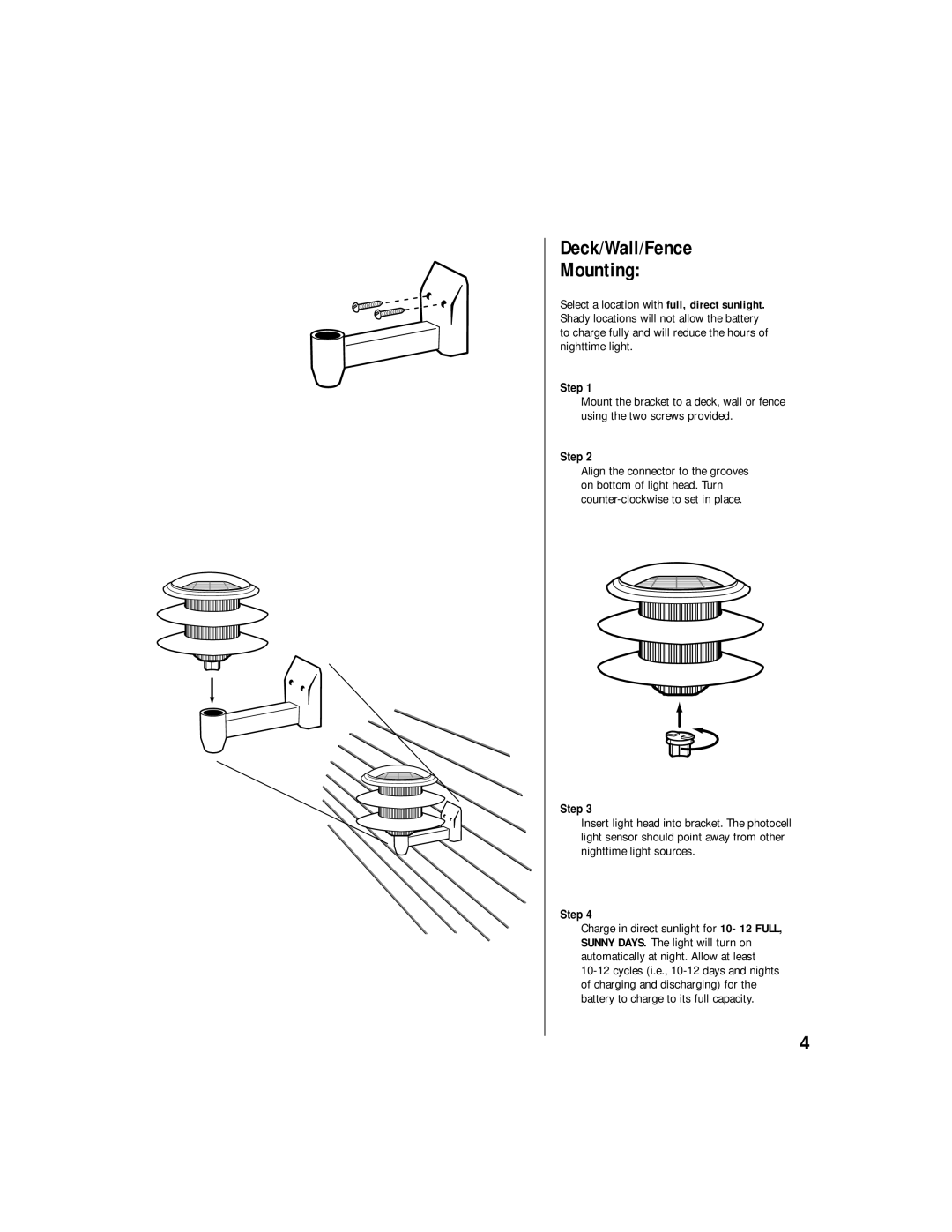 Brinkmann 822-0408-4, 822-0408-0 owner manual Deck/Wall/Fence Mounting 