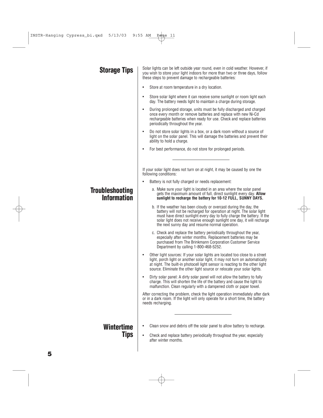 Brinkmann 822-1506-B owner manual Storage Tips, Wintertime Tips, Store at room temperature in a dry location 