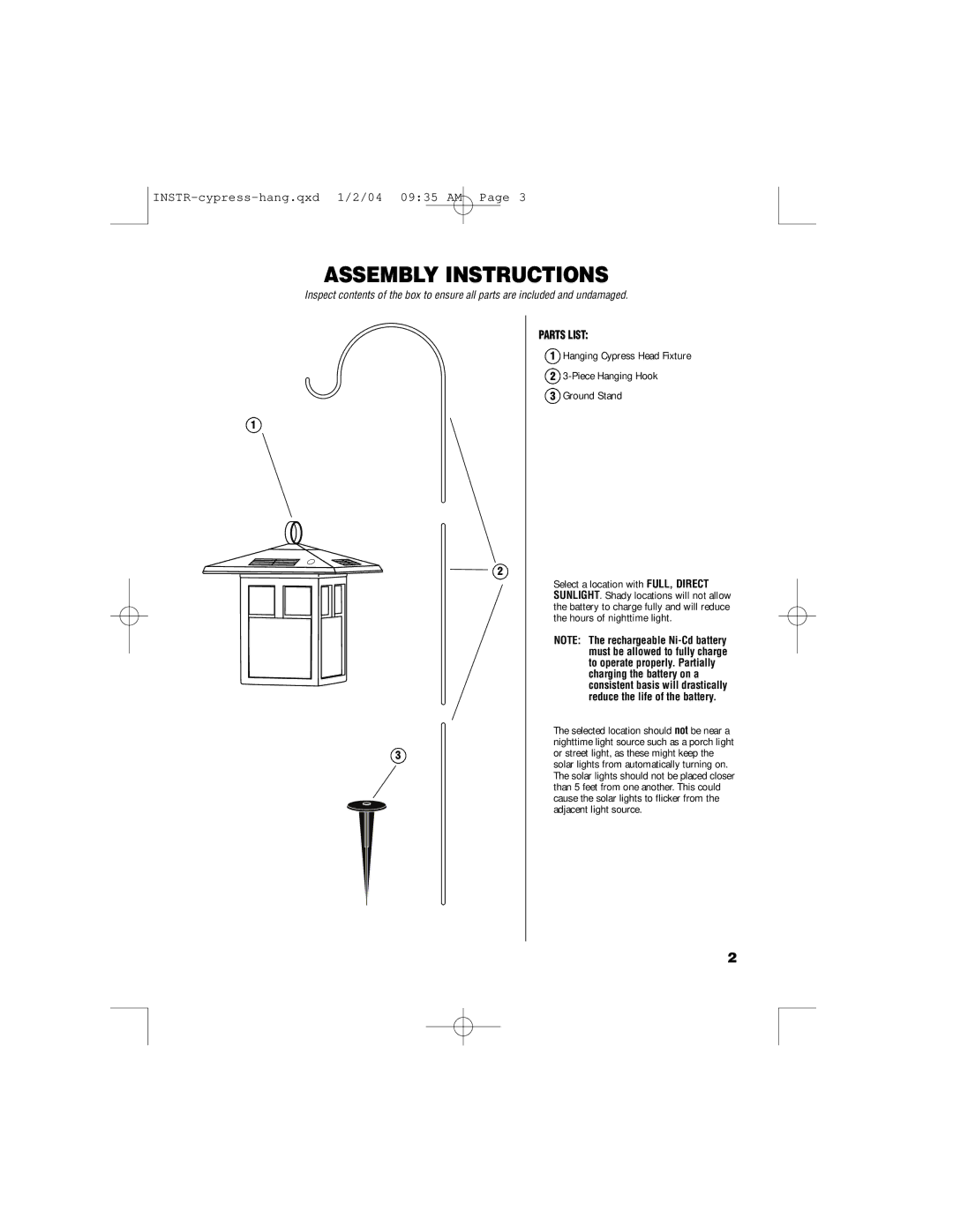 Brinkmann 822-1526-2 owner manual Assembly Instructions, Parts List 