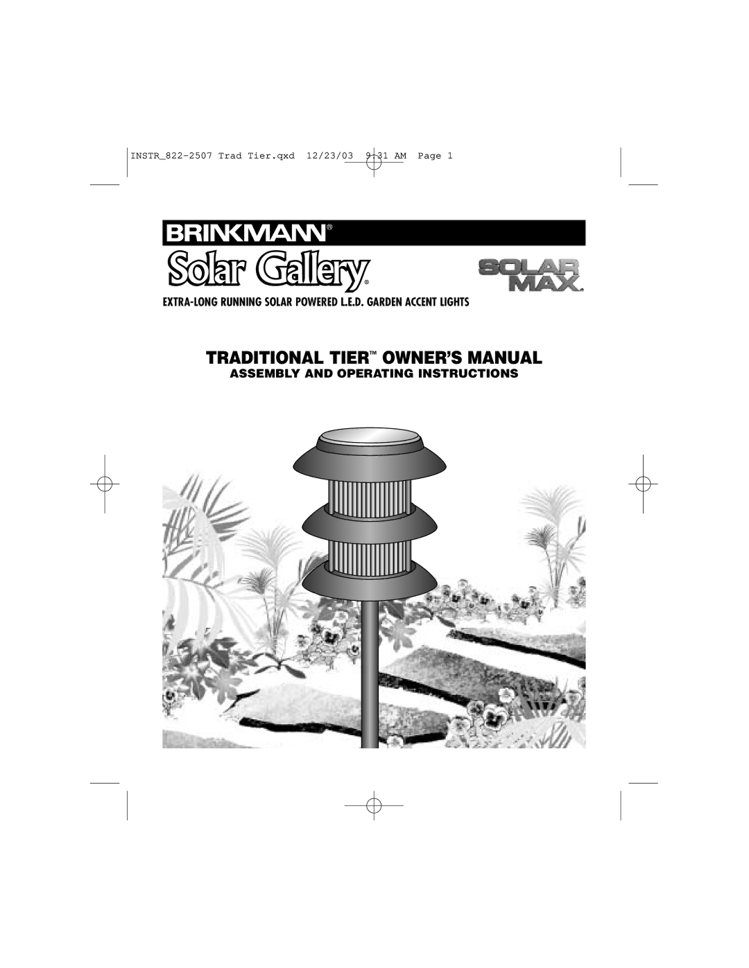 Brinkmann 822-2507-8 owner manual Assembly and Operating Instructions 