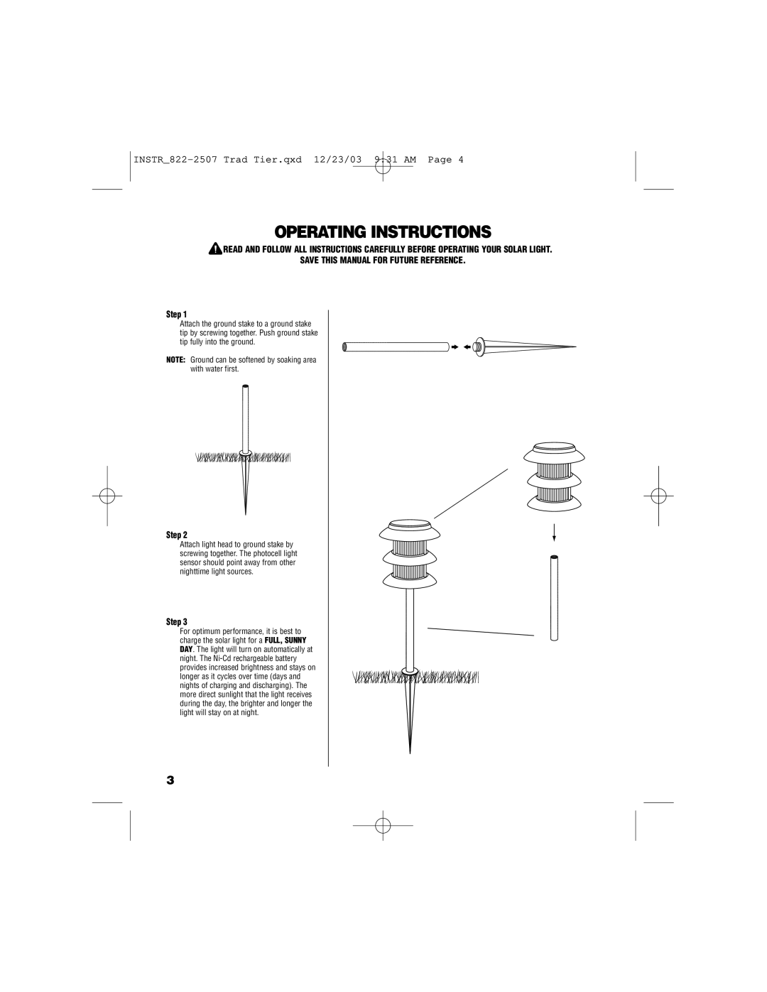 Brinkmann 822-2507-8 owner manual Operating Instructions, Step 