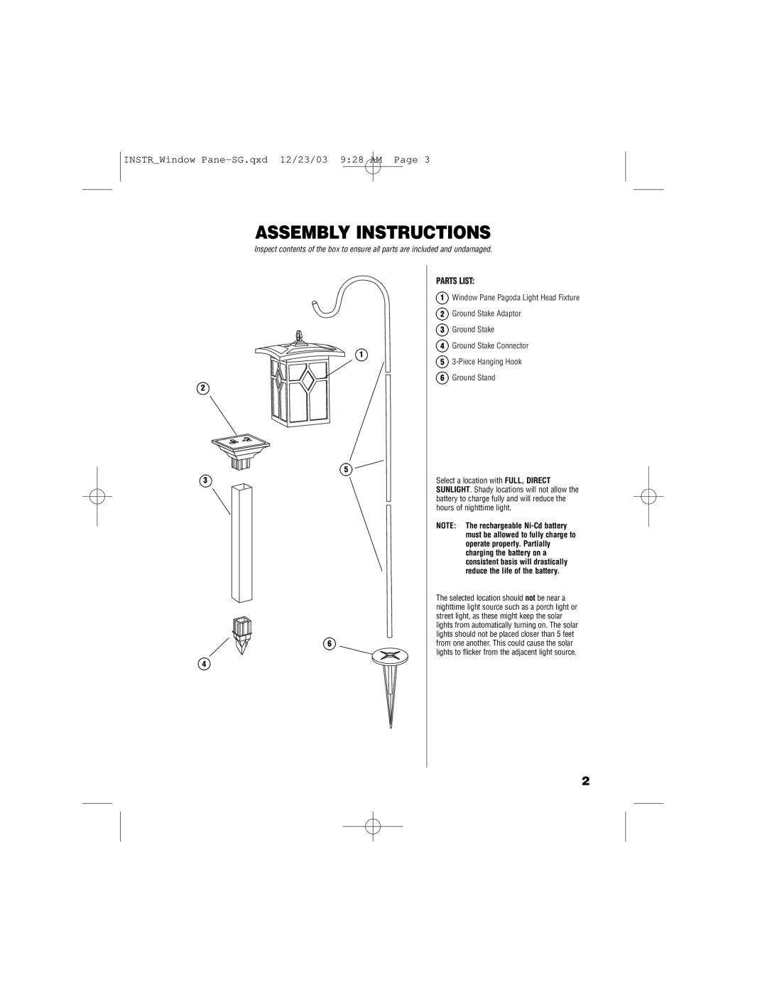 Brinkmann 822-2509-2 owner manual Assembly Instructions, Parts List 